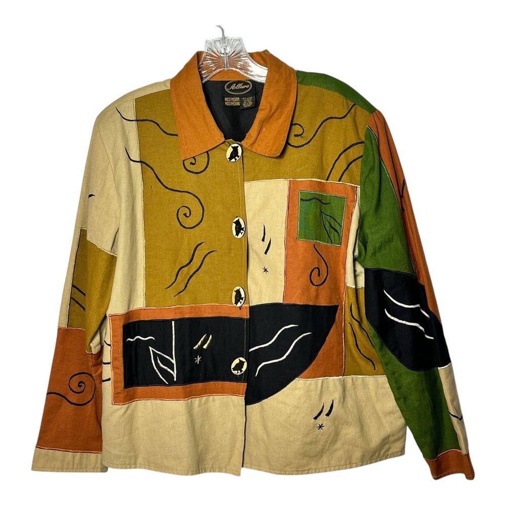 Allure Vintage Lined Rare Art-to-Wear Unique Wooden‎ Owl Buttons Jacket Size M